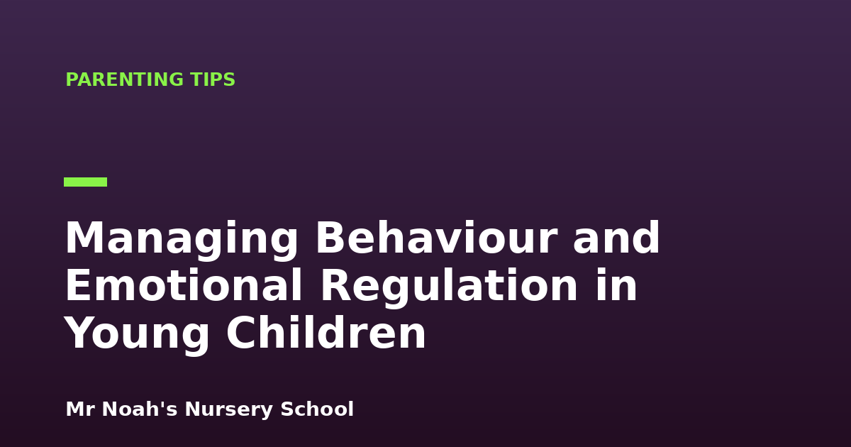 Managing Behaviour and Emotional Regulation in Young Children